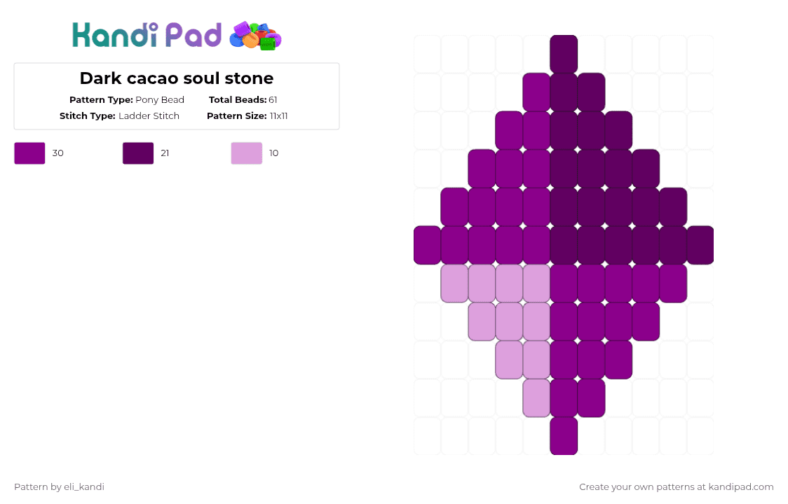 Dark cacao soul stone - Pony Bead Pattern by eli_kandi on Kandi Pad - pink,crk,cookie run kingdom