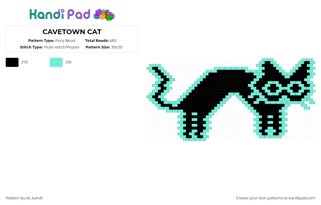 CAVETOWN CAT - Pony Bead Pattern by eli_kandi on Kandi Pad - black,light blue,cavetown