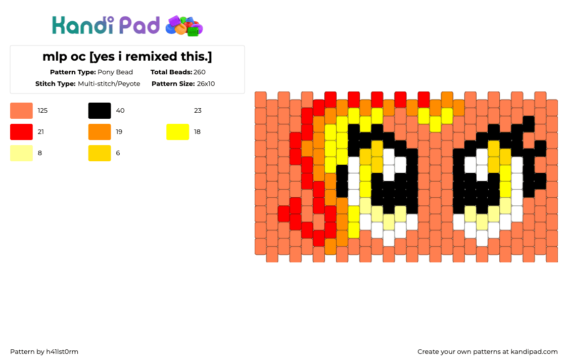 mlp oc [yes i remixed this.] - Pony Bead Pattern by h41lst0rm on Kandi Pad - orange,mlp,oc,mlpoc