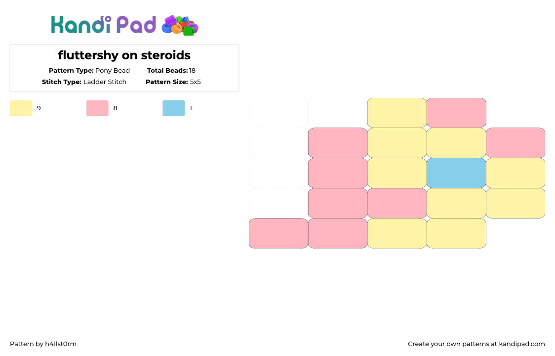 fluttershy on steroids - Pony Bead Pattern by h41lst0rm on Kandi Pad - yellow,pink,fluttershy,mlp,brony,themanesix,plzdonatetothebigbacknation,mylittlepony