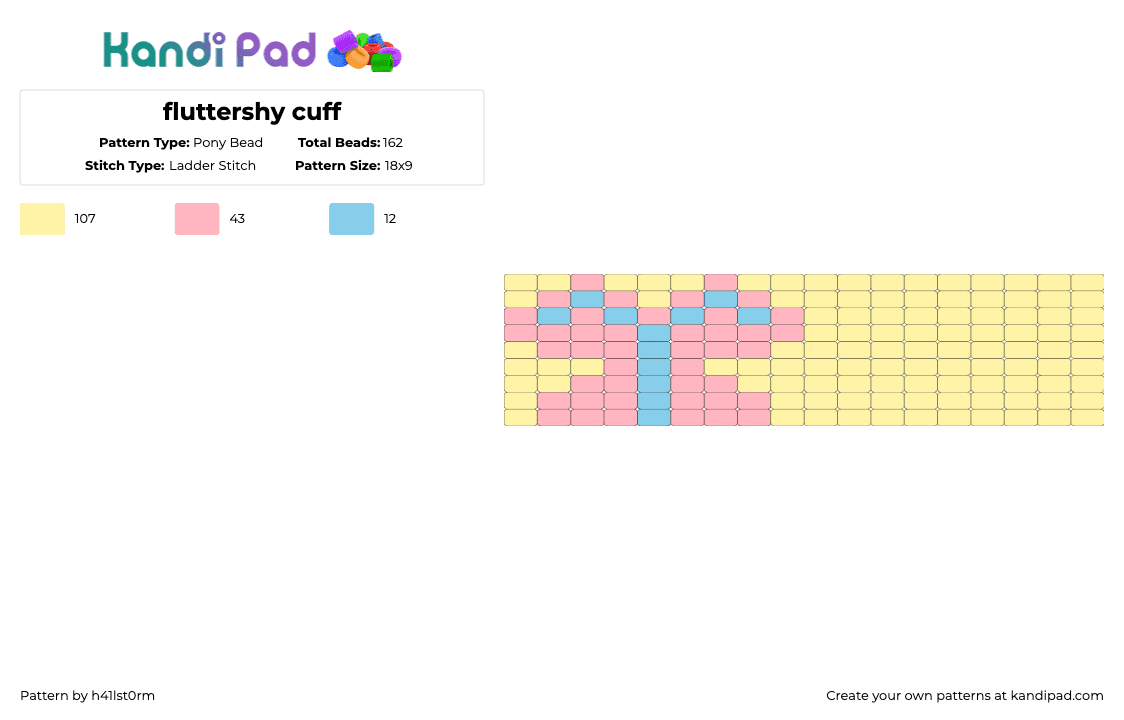 fluttershy cuff - Pony Bead Pattern by h41lst0rm on Kandi Pad - yellow,mlp,fluttershy,brony,themanesix,ladder,cuff,laddercuff,mylittlepony
