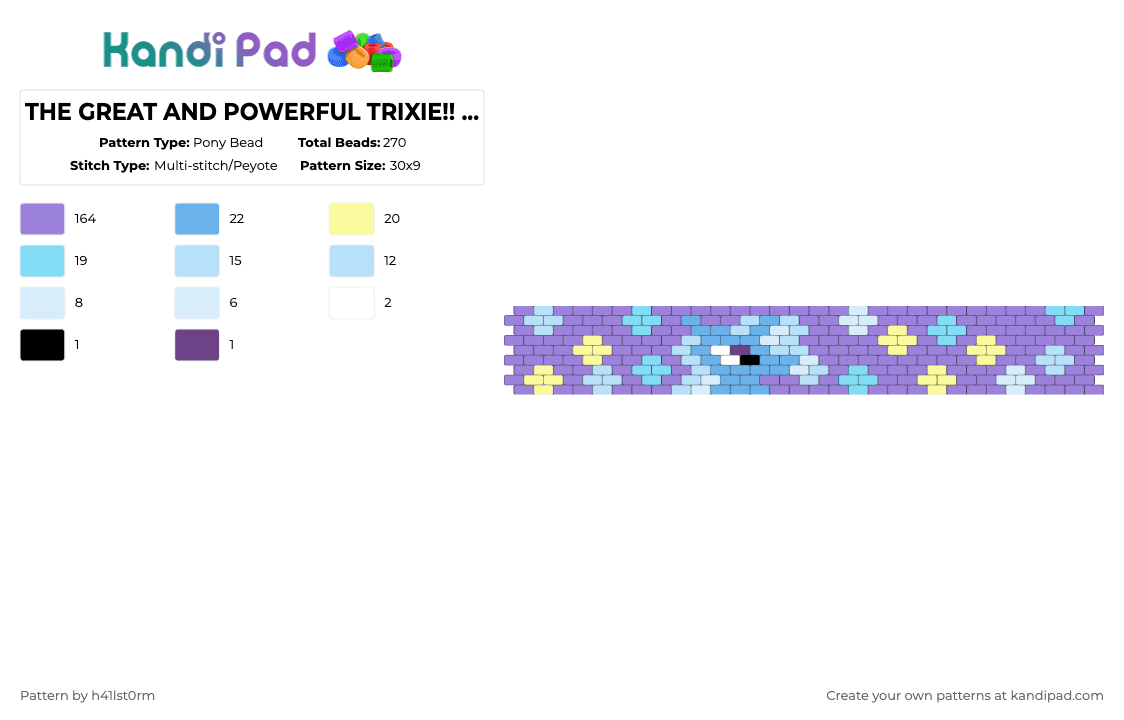THE GREAT AND POWERFUL TRIXIE!!||trixie lulamoon flat stitch cuff - Pony Bead Pattern by h41lst0rm on Kandi Pad - pink,mlp,mylittlepony,fim,friendshipismagic,brony,trixie,trixielulamoon,thegreatandpowerfultrixie