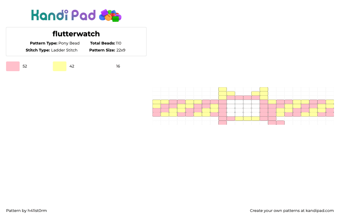 flutterwatch - Pony Bead Pattern by h41lst0rm on Kandi Pad - pink,yellow,themanesix,fim,friendshipismagic,mylittlepony,mlp,brony,fluttershy,plsdonatetothebigbacks