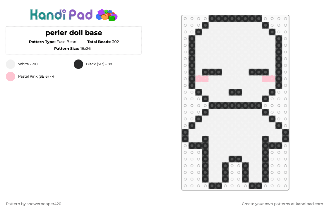 perler doll base - Fuse Bead Pattern by showerpooper420 on Kandi Pad - white