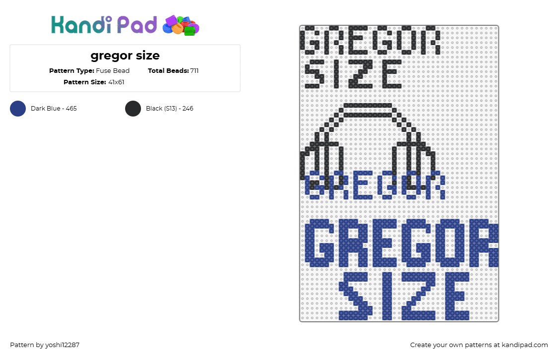 gregor size - Fuse Bead Pattern by yoshi12287 on Kandi Pad - gregor size,text,headphones,music,dj,blue