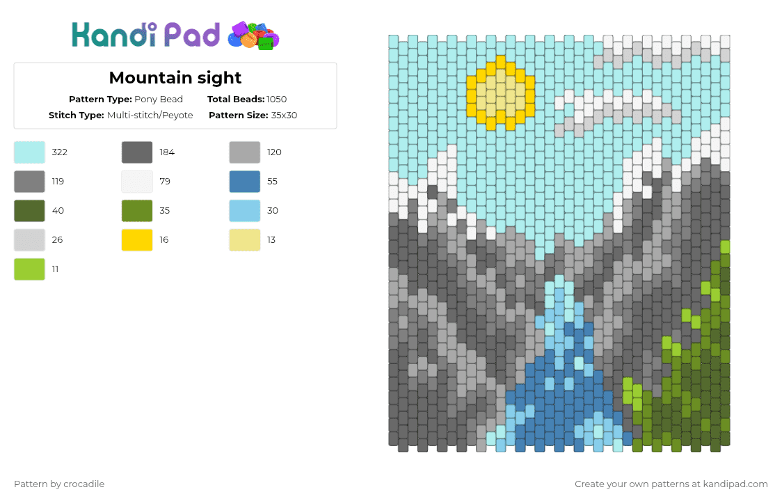 Mountain sight - Pony Bead Pattern by crocadile on Kandi Pad - gray,light blue