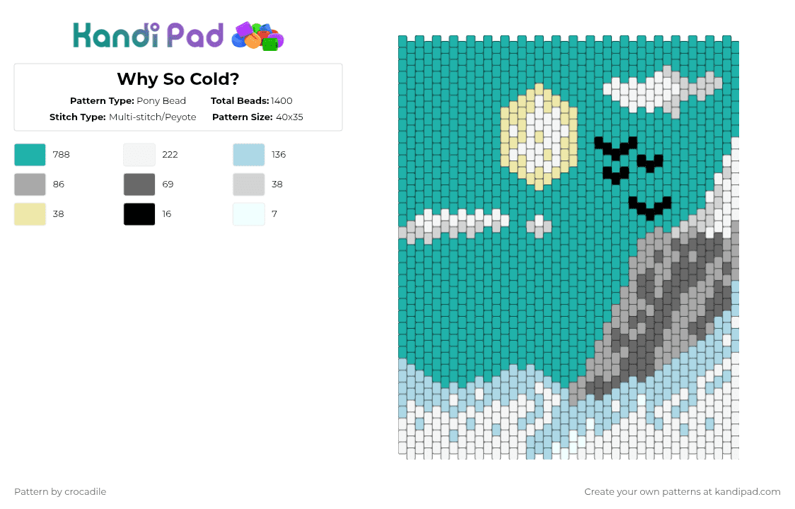 Why So Cold? - Pony Bead Pattern by crocadile on Kandi Pad - teal