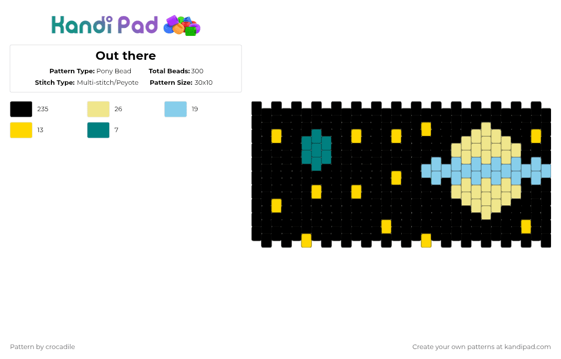 Out there - Pony Bead Pattern by crocadile on Kandi Pad - black,yellow