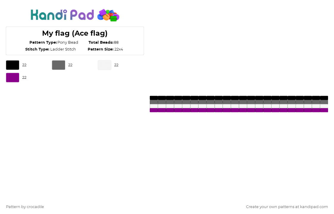 My flag (Ace flag) - Pony Bead Pattern by crocadile on Kandi Pad - gray, pink