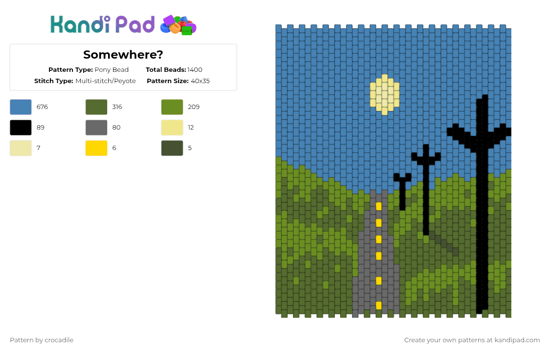Somewhere? - Pony Bead Pattern by crocadile on Kandi Pad - green,gold,blue