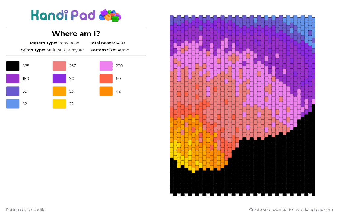 Where am I? - Pony Bead Pattern by crocadile on Kandi Pad - red,pink,purple