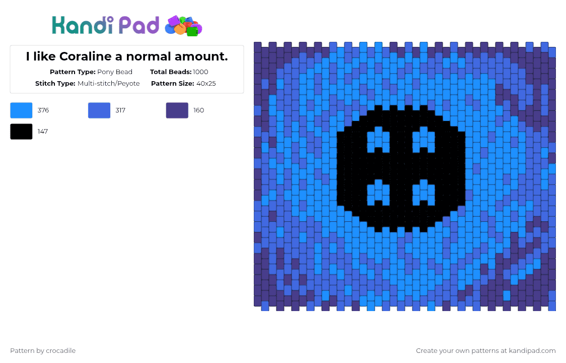 I like Coraline a normal amount. Pony Bead Pattern - Kandi Pad | Kandi ...