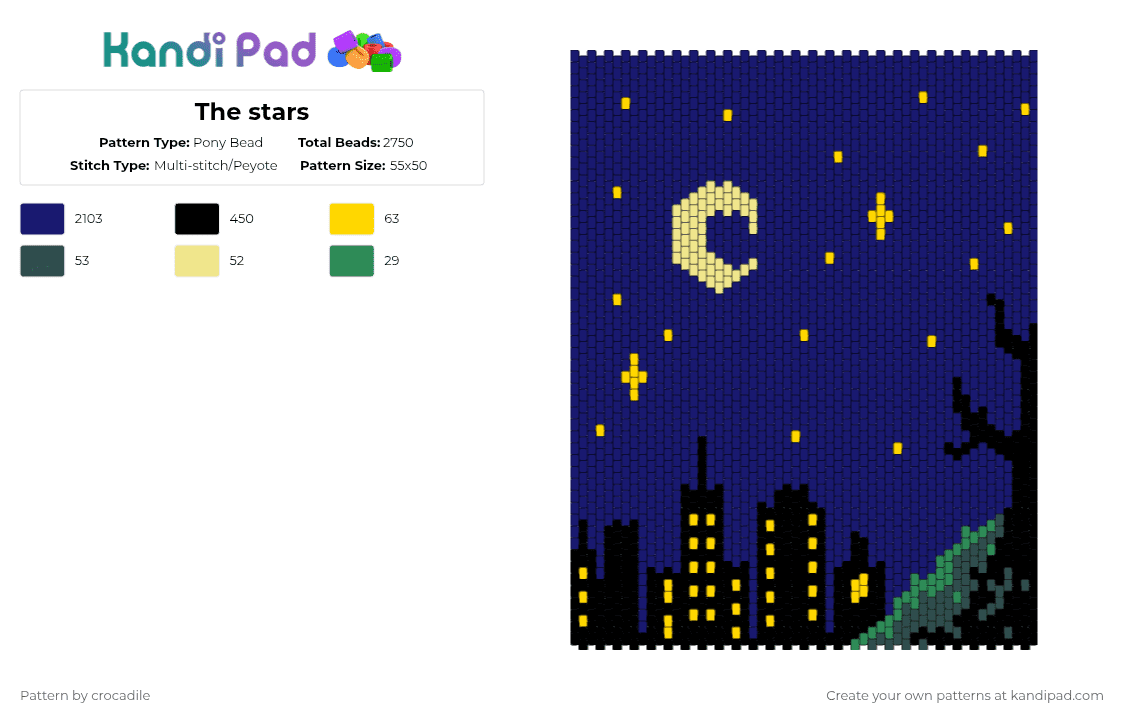 The stars - Pony Bead Pattern by crocadile on Kandi Pad - 