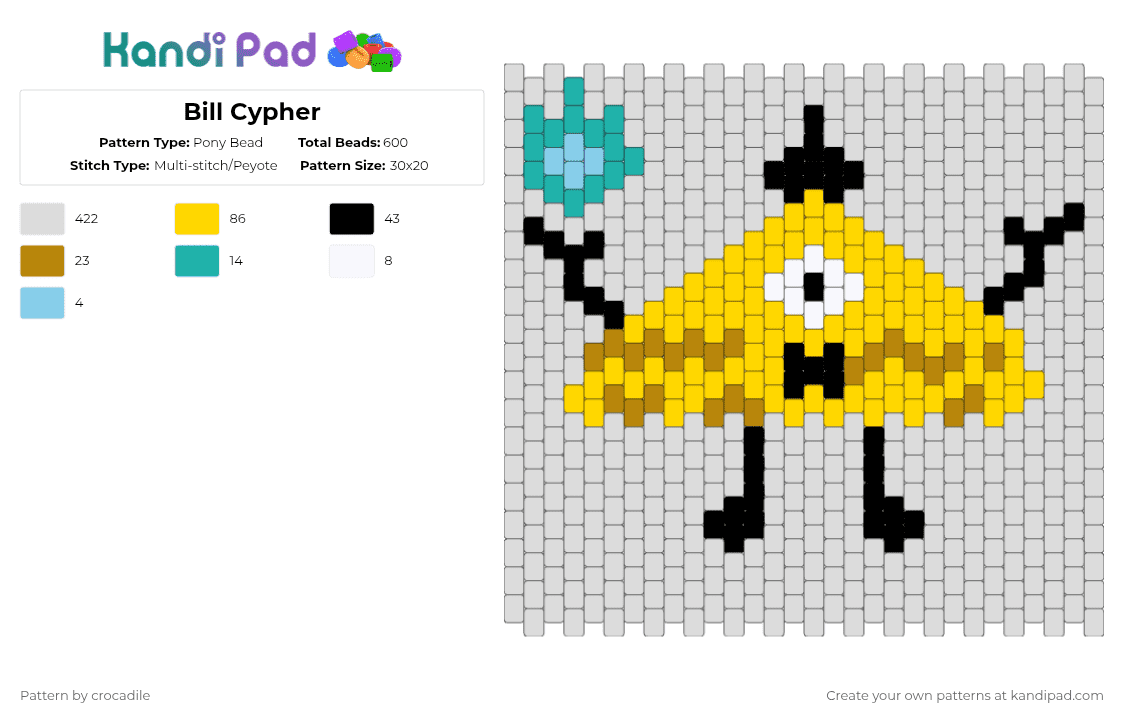 Bill Cypher Pony Bead Pattern - Kandi Pad | Kandi Patterns, Fuse Bead ...