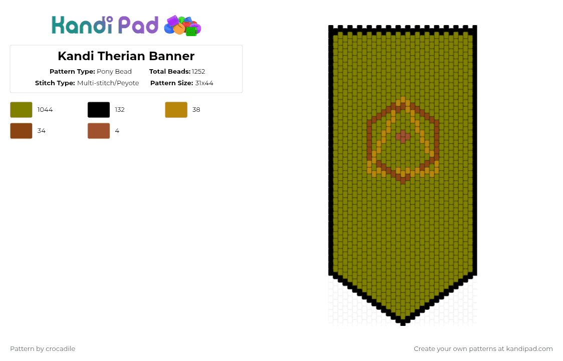 Kandi Therian Banner - Pony Bead Pattern by crocadile on Kandi Pad - gold