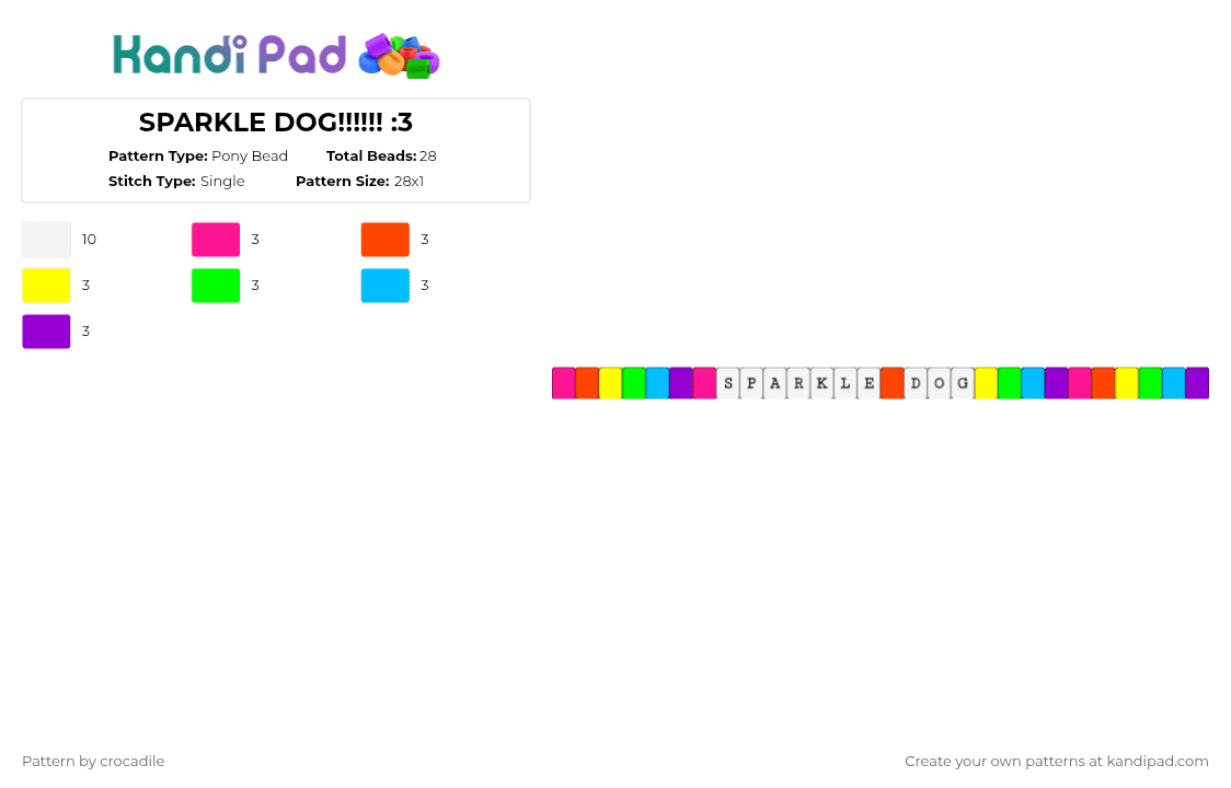 SPARKLE DOG!!!!!! :3 - Pony Bead Pattern by crocadile on Kandi Pad - red,green,purple,colorful
