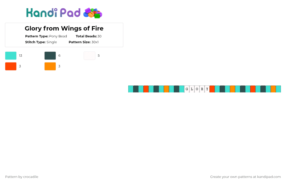 Glory from Wings of Fire - Pony Bead Pattern by crocadile on Kandi Pad - gray,light blue