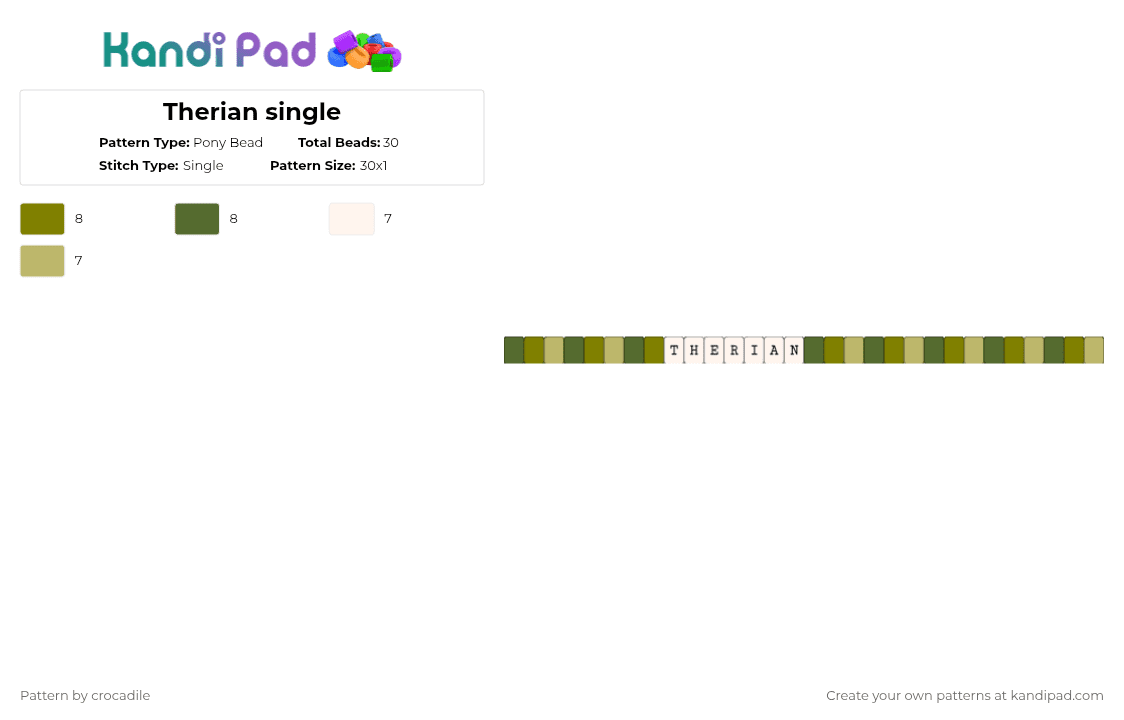 Therian single - Pony Bead Pattern by crocadile on Kandi Pad - gold,beige