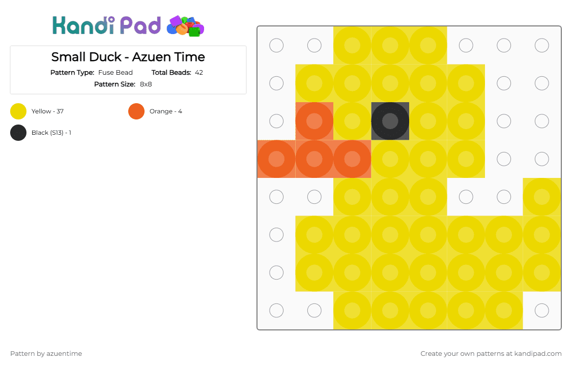 Small Duck - Azuen Time - Fuse Bead Pattern by azuentime on Kandi Pad - yellow