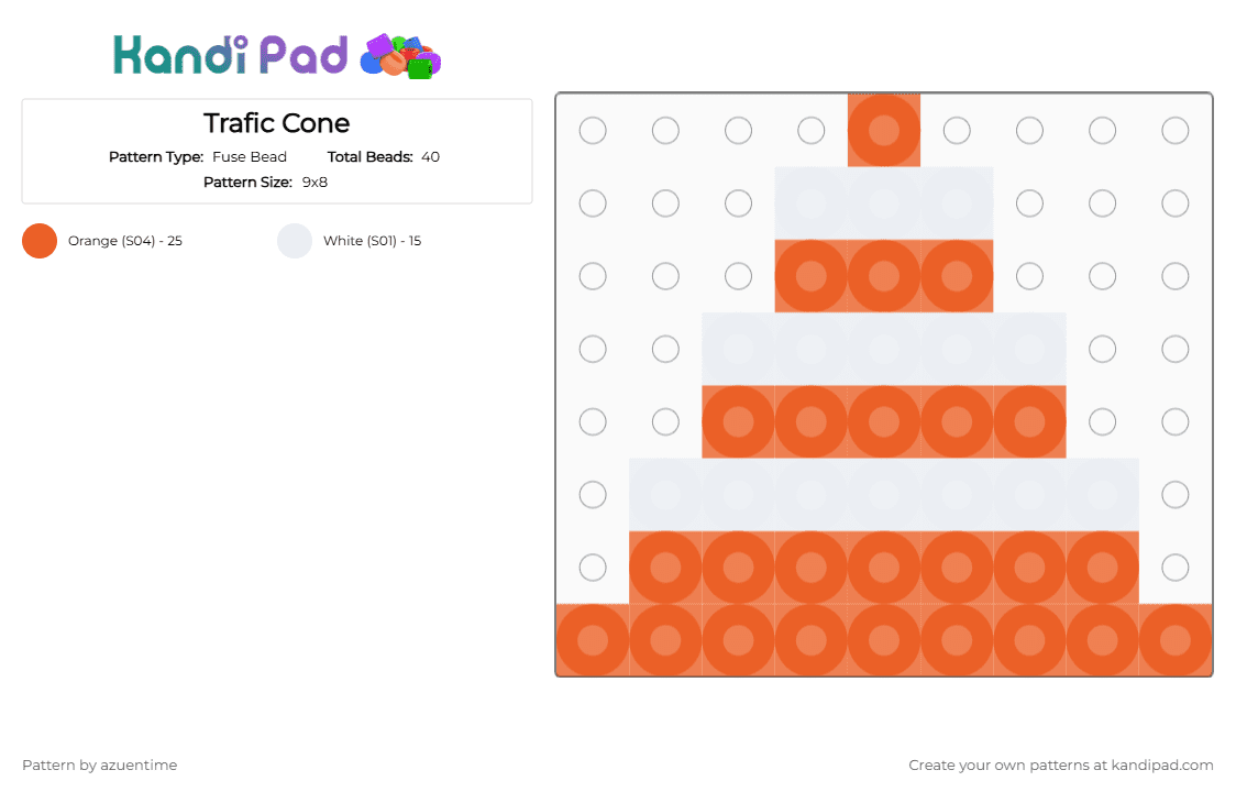 Timed Cones Pattern Trafic Cone - Azuen Time Fuse Bead Pattern - Kandi Pad | Kandi Patterns ...