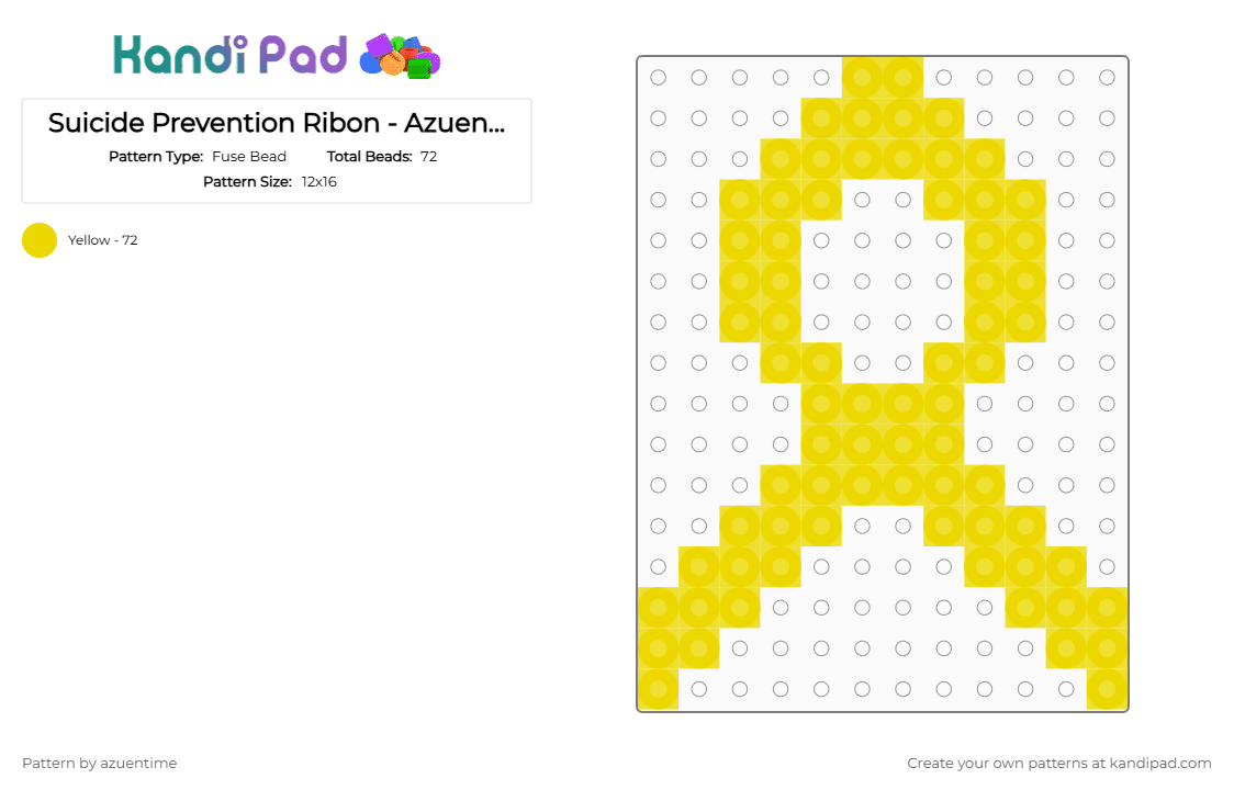 Suicide Prevention Ribon - Azuen Time - Fuse Bead Pattern by azuentime on Kandi Pad - yellow