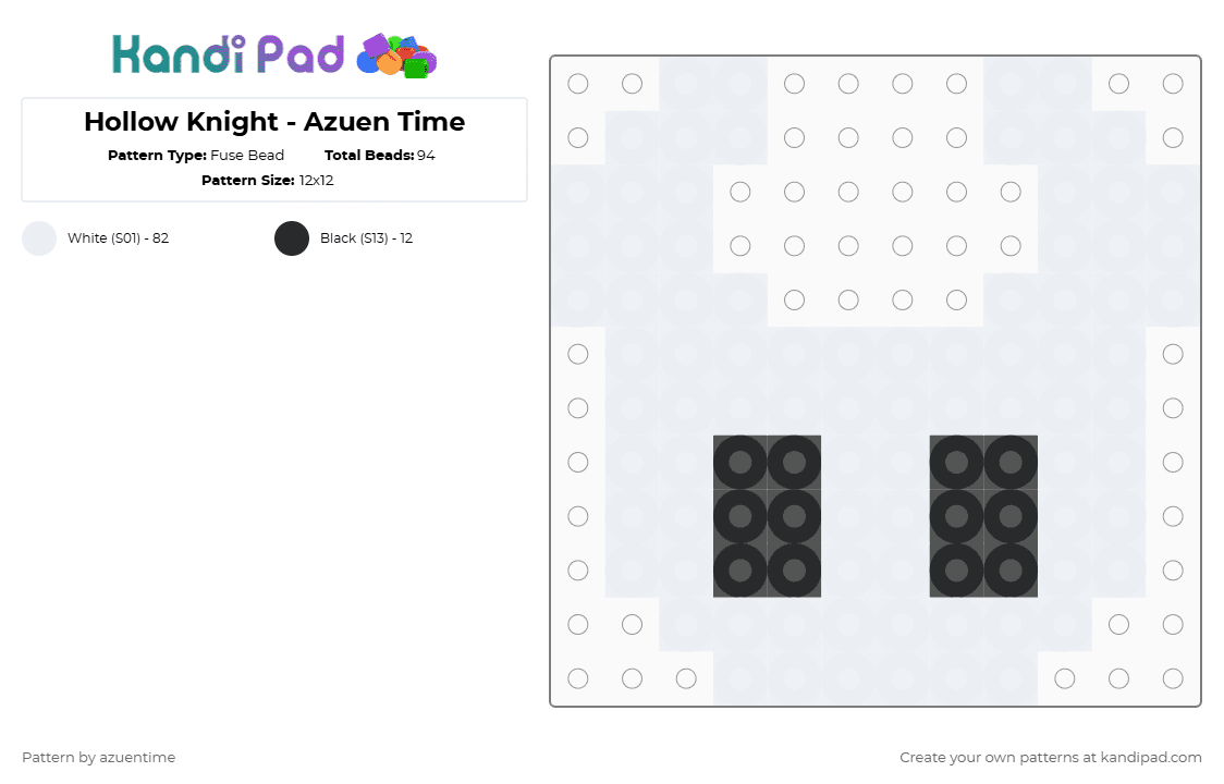 Hollow Knight Inspired - Azuen Time - Fuse Bead Pattern by azuentime on Kandi Pad - white
