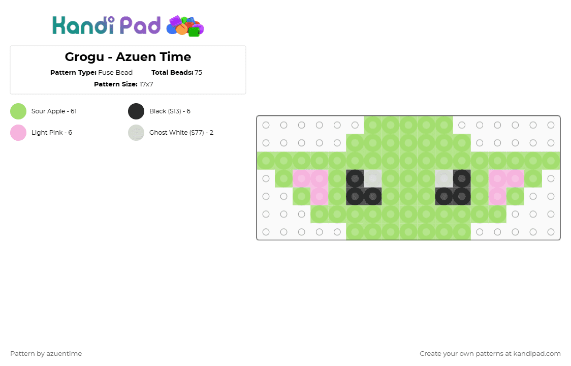 Grogu Inspired - Azuen Time - Fuse Bead Pattern by azuentime on Kandi Pad - green