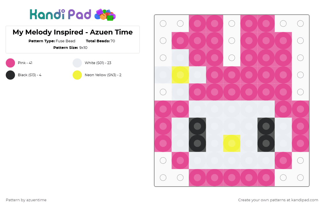 My Melody Inspired - Azuen Time - Fuse Bead Pattern by azuentime on Kandi Pad - pink