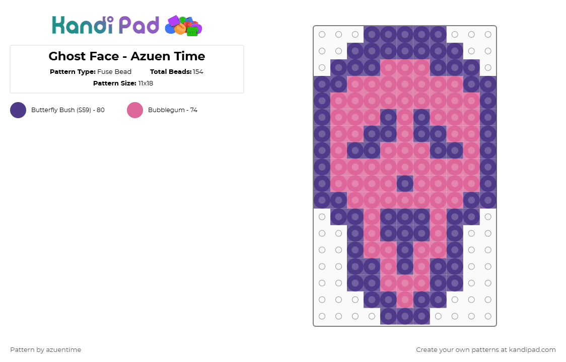 GhostFace Inspired - Azuen Time - Fuse Bead Pattern by azuentime on Kandi Pad - purple,pink