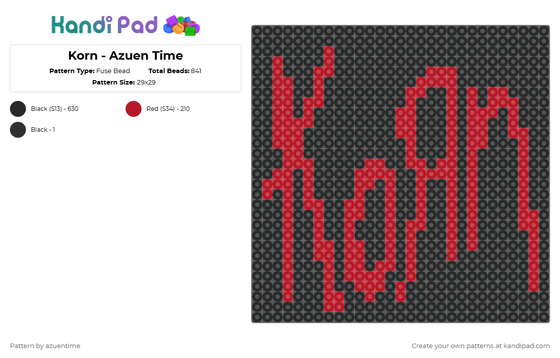 Korn - Azuen Time - Fuse Bead Pattern by azuentime on Kandi Pad - black
