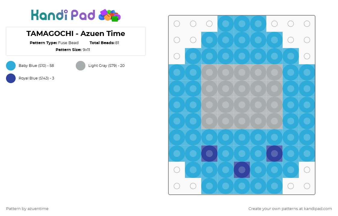 Tamagochi Inspired - Azuen Time - Fuse Bead Pattern by azuentime on Kandi Pad - light blue