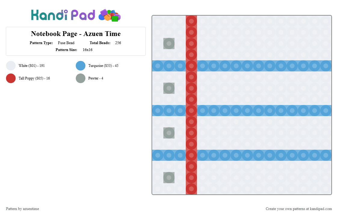 Notebook Page - Azuen Time - Fuse Bead Pattern by azuentime on Kandi Pad - white,light blue