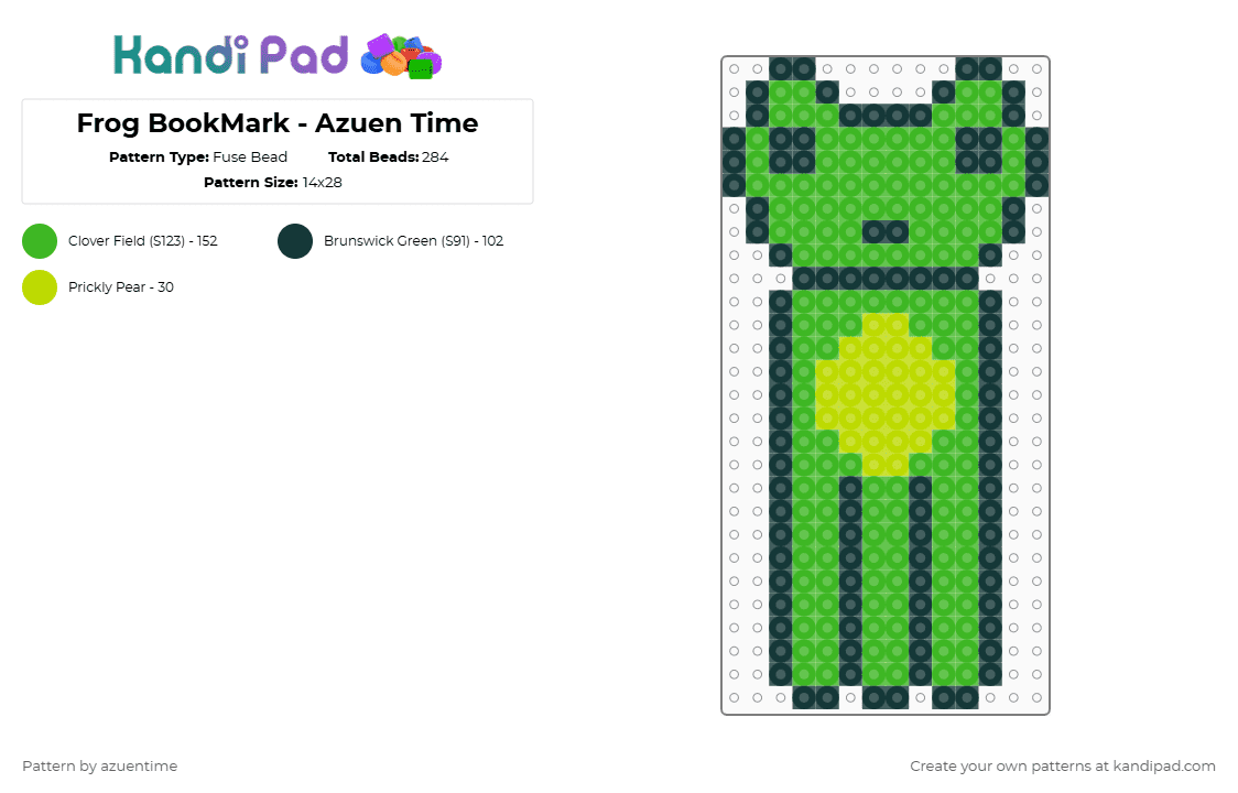 Frog BookMark - Azuen Time - Fuse Bead Pattern by azuentime on Kandi Pad - black,green