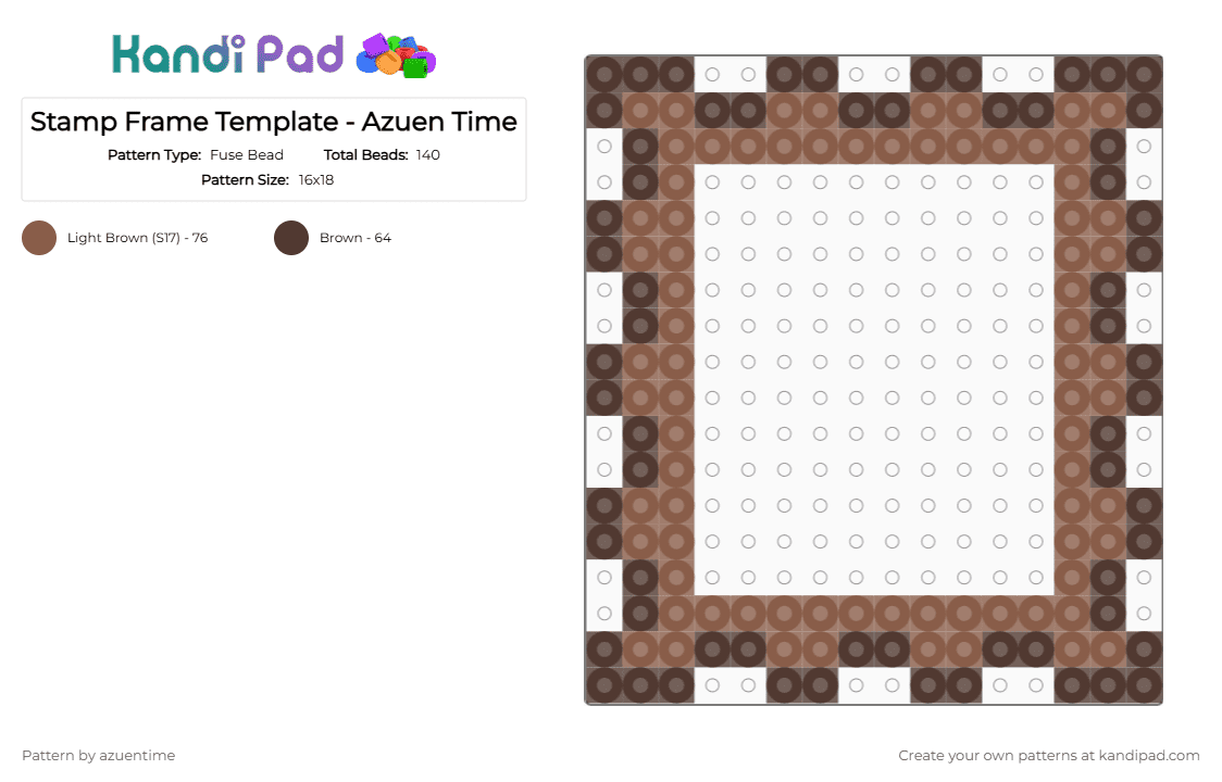 Stamp Frame Template - Azuen Time - Fuse Bead Pattern by azuentime on Kandi Pad - brown, tan