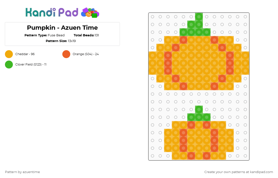 Pumpkin - Azuen Time - Fuse Bead Pattern by azuentime on Kandi Pad - orange