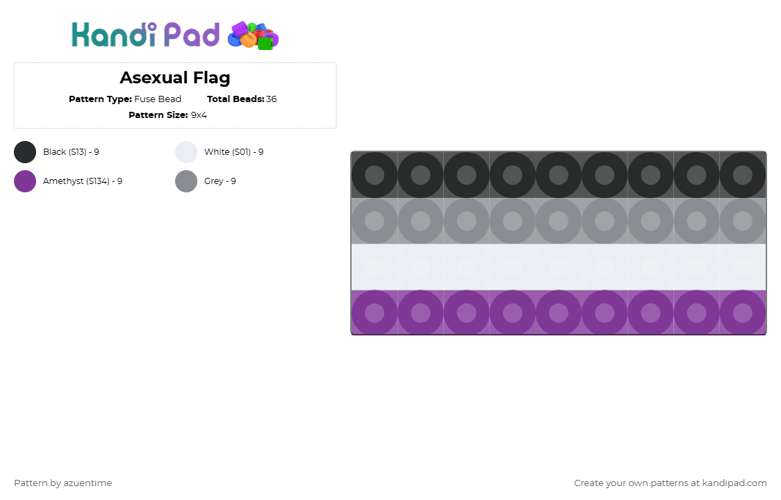 Asexual Flag - Azuen Time - Fuse Bead Pattern by azuentime on Kandi Pad - pink,gray