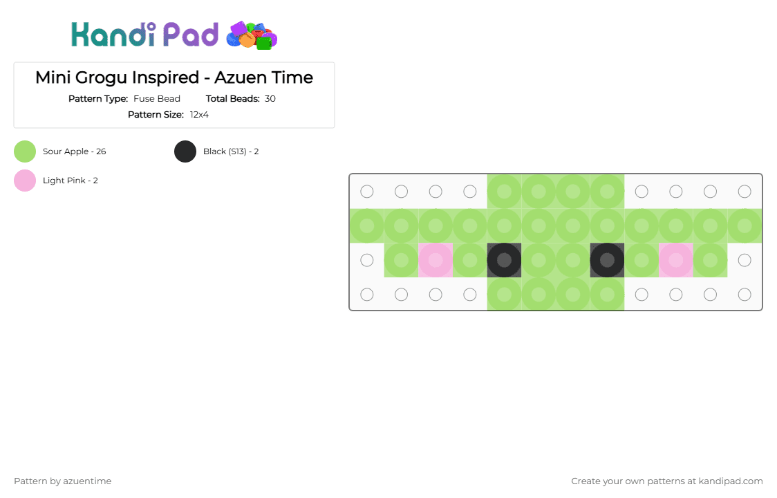 Mini Grogu Inspired - Azuen Time - Fuse Bead Pattern by azuentime on Kandi Pad - green