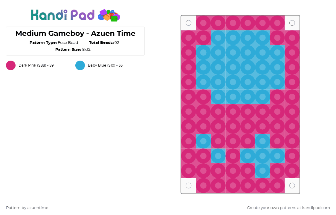 Medium Gameboy - Azuen Time - Fuse Bead Pattern by azuentime on Kandi Pad - pink,light blue