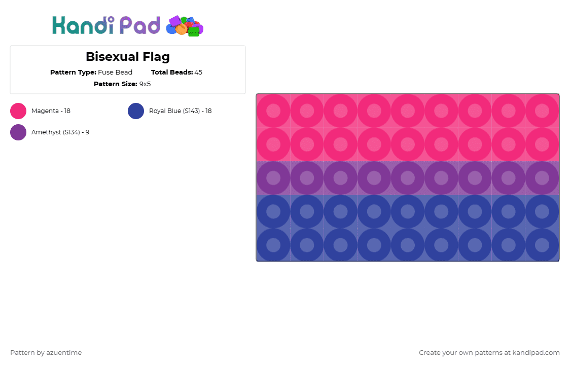 Bisexual Flag - Azuen Time - Fuse Bead Pattern by azuentime on Kandi Pad - pink,purple