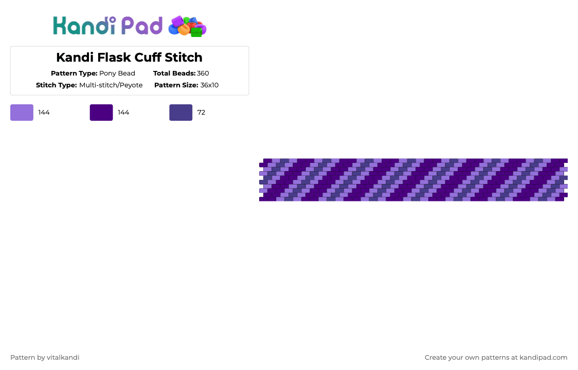 Kandi Flask Cuff Stitch - Pony Bead Pattern by vitalkandi on Kandi Pad - purple