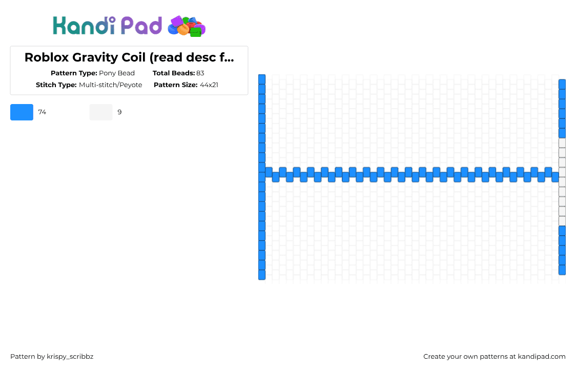 Roblox Gravity Coil (read desc for more info) - Pony Bead Pattern by krispy_scribbz on Kandi Pad - light blue,roblox,game,gravity,coils