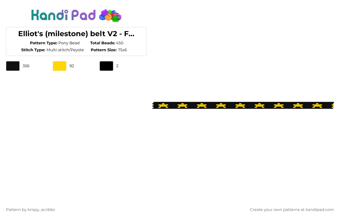 Elliot\'s (milestone) belt V2 - Forsaken - Pony Bead Pattern by krispy_scribbz on Kandi Pad - black,forsaken