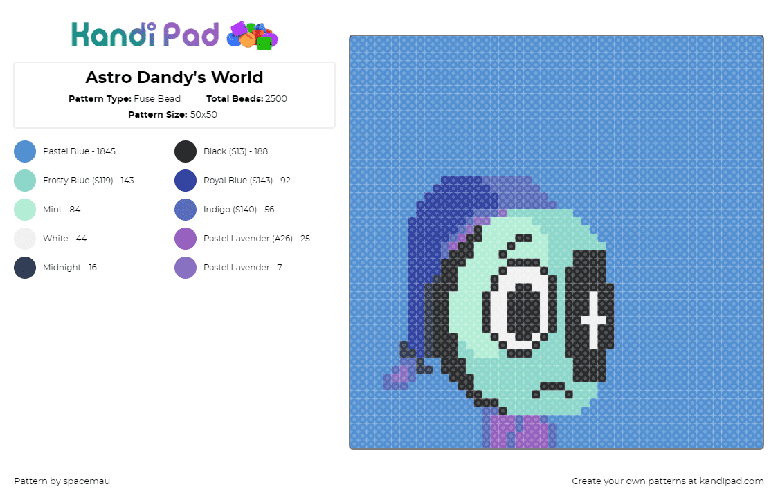 Astro Dandy\'s World - Fuse Bead Pattern by spacemau on Kandi Pad - light blue