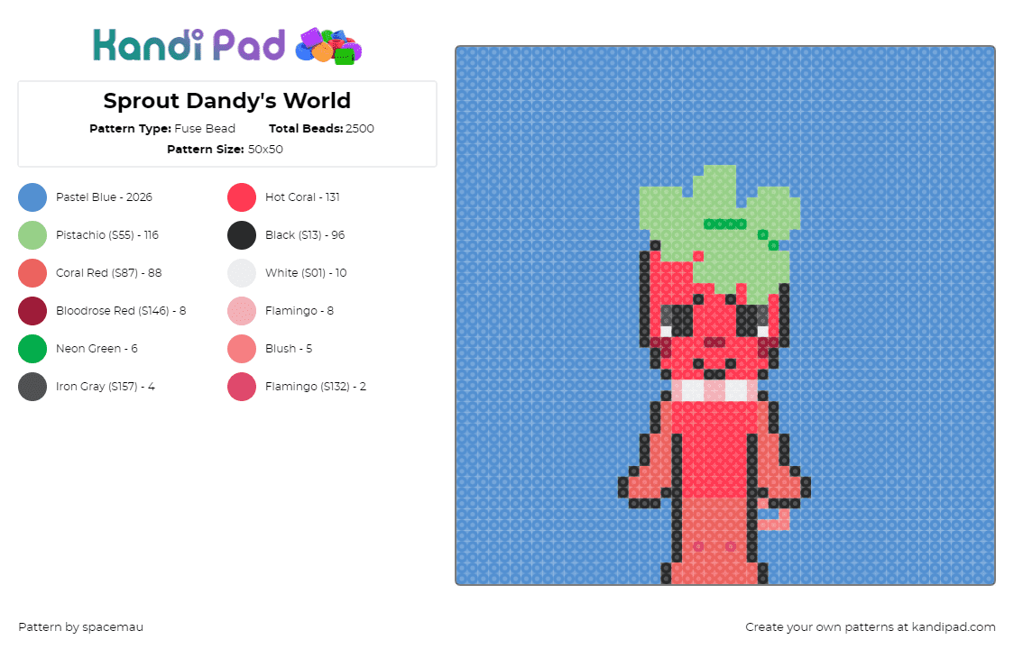 Sprout Dandy\'s World - Fuse Bead Pattern by spacemau on Kandi Pad - light blue