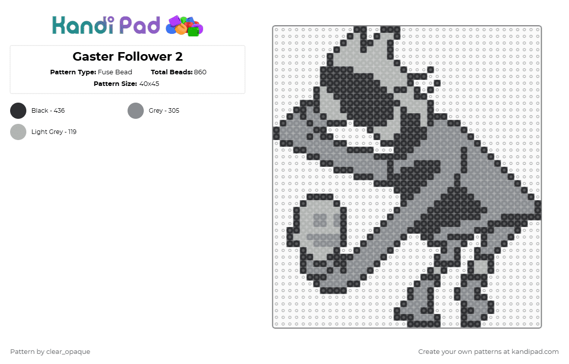 Gaster Follower 2 - Fuse Bead Pattern by clear_opaque on Kandi Pad - beige,gray,undertale,gaster,gaster follower