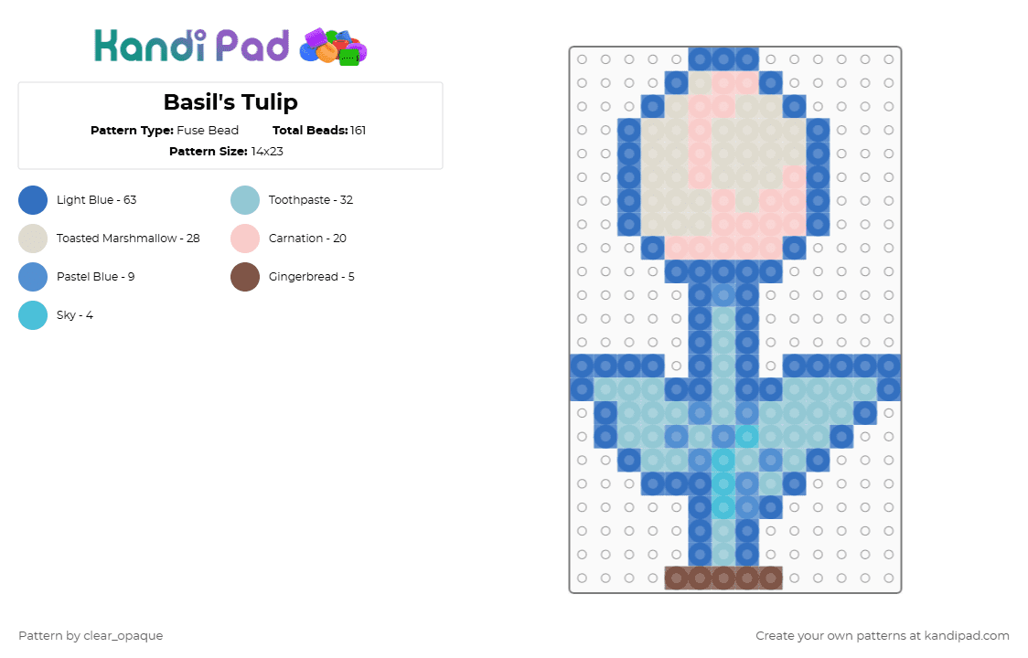 Basil\'s Tulip - Fuse Bead Pattern by clear_opaque on Kandi Pad - blue,beige,light blue,omori,tulip,flower