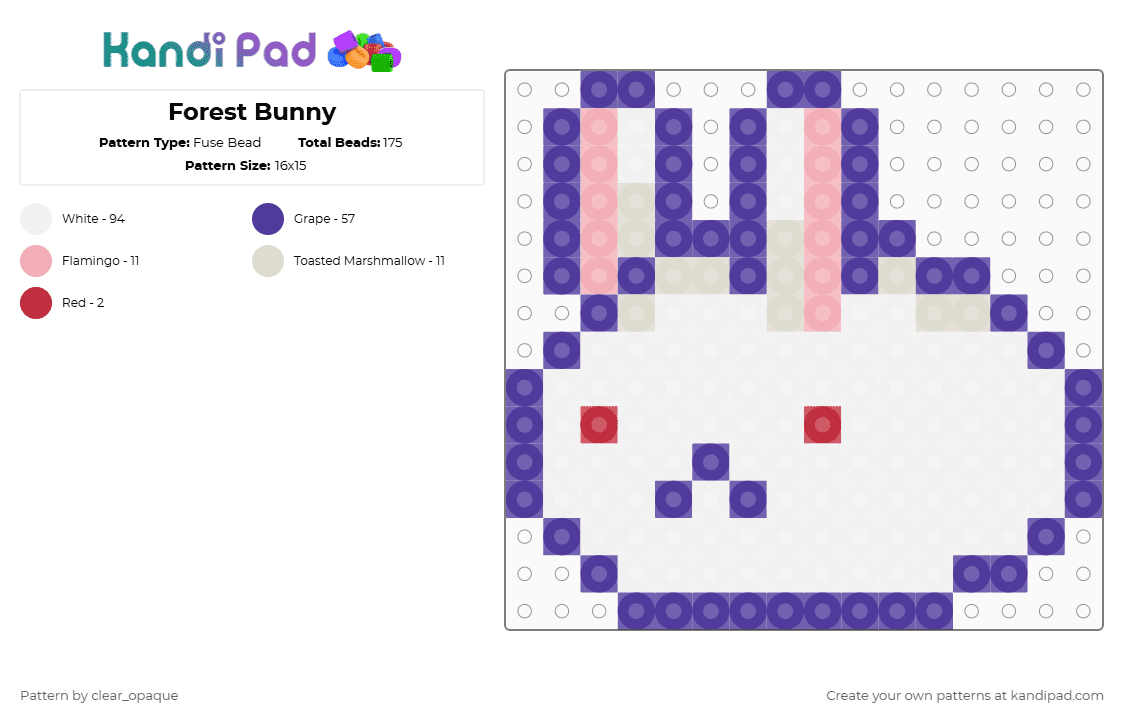 Forest Bunny Fuse Bead Pattern Kandi Pad Kandi Patterns Fuse Bead