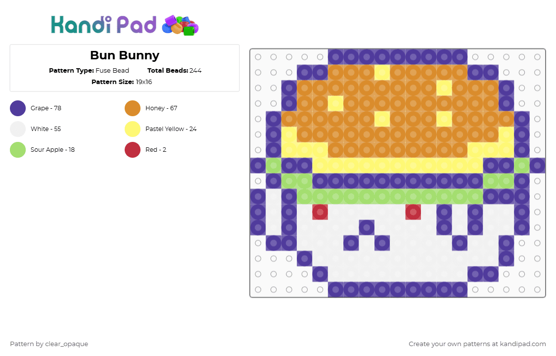 Bun Bunny - Fuse Bead Pattern by clear_opaque on Kandi Pad - omori,bunny,purple,orange