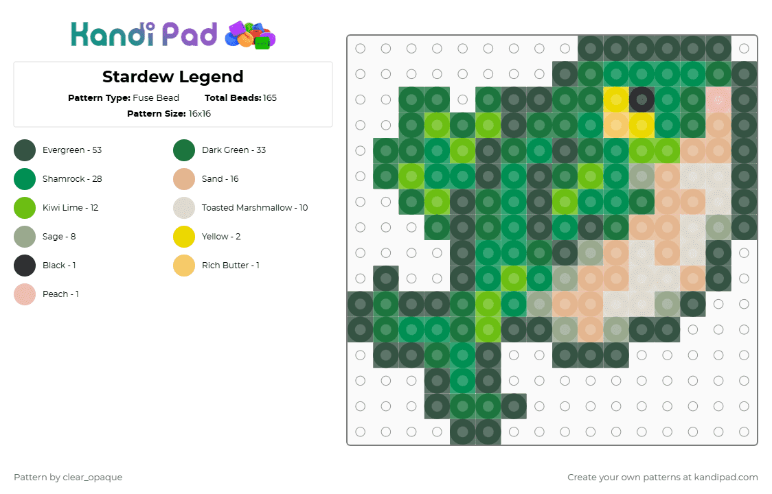 Stardew Legend - Fuse Bead Pattern by clear_opaque on Kandi Pad - gray,green,stardew valley,stardew,legend fish,legend,fish