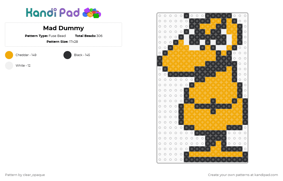 Mad Dummy - Fuse Bead Pattern by clear_opaque on Kandi Pad - orange,undertale,mad dummy,video games